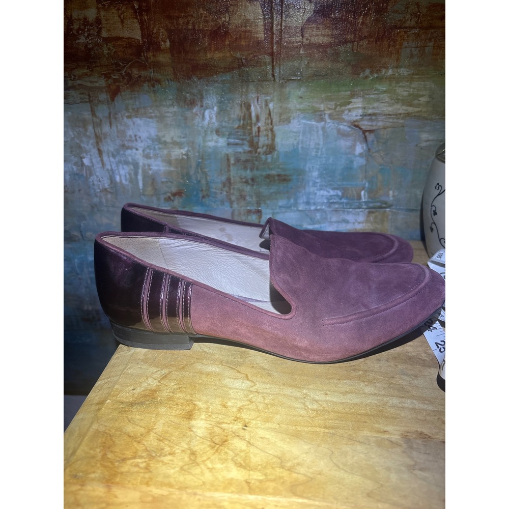 Karl Lagerfeld Paris Womens Plum Suede Patent Leather Smoking Loafers Size 9 M - Picture 5 of 8